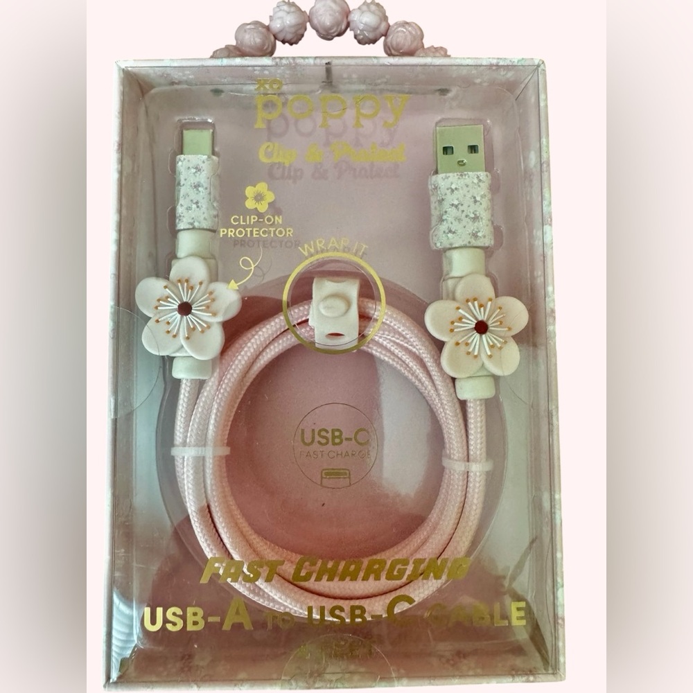 Poppy USB-A to USB-C Fast Charging Cable - Pink